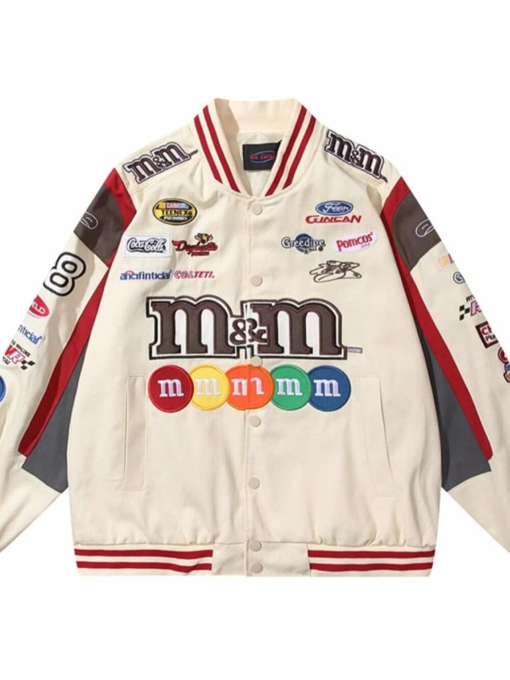Mens Embroidery Jacket Patchwork Baseball Jackets Varsity Retro Casual Sweatshir